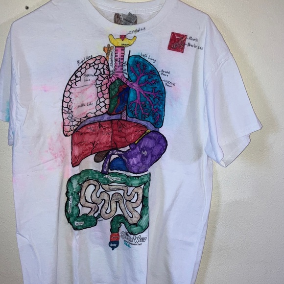 Gildan White Tee with Colorful Anatomy Design Science Project - Picture 1 of 7